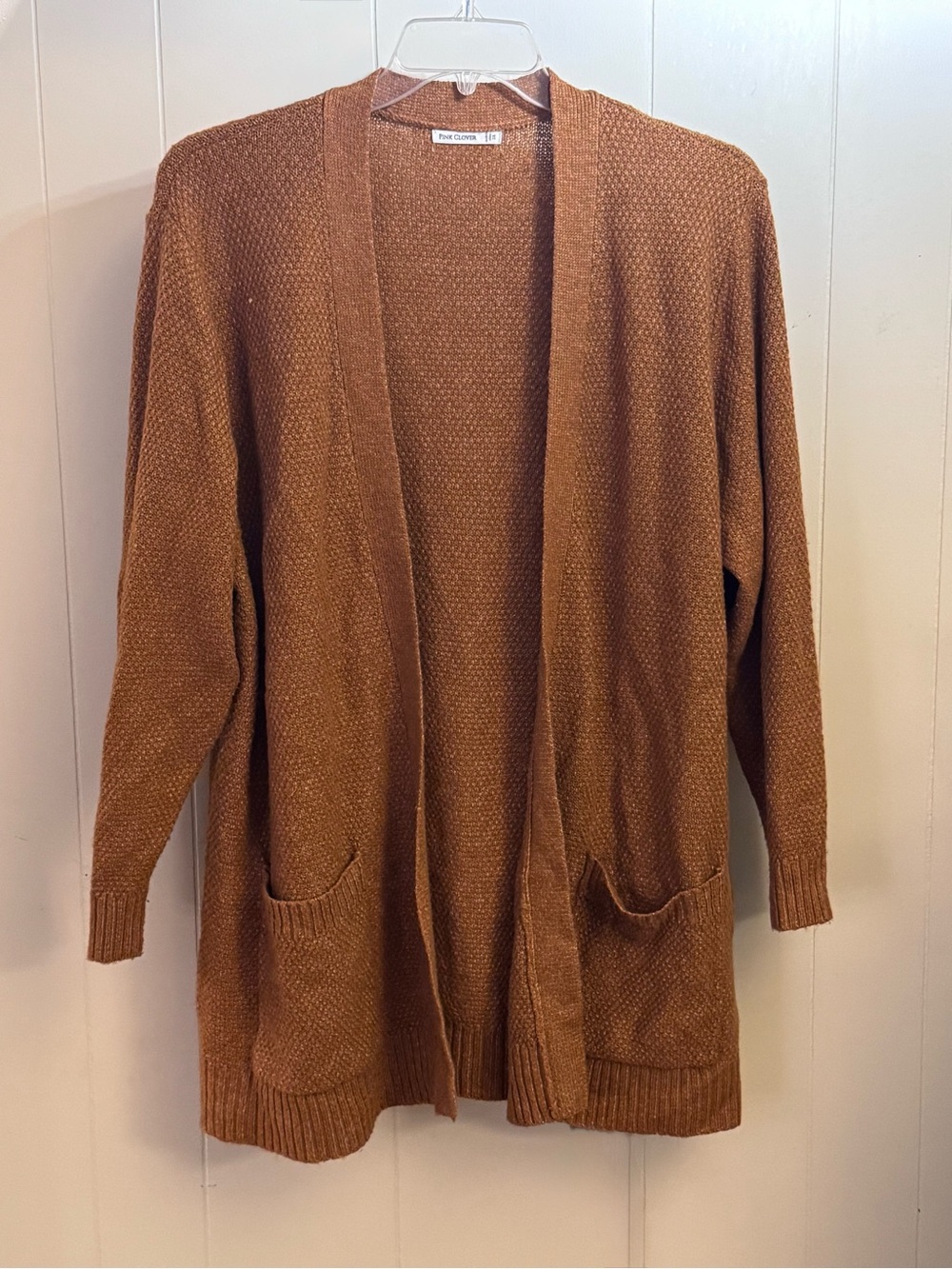 Pink Clover Cozy Open-Front Cardigan Sweater - Brown